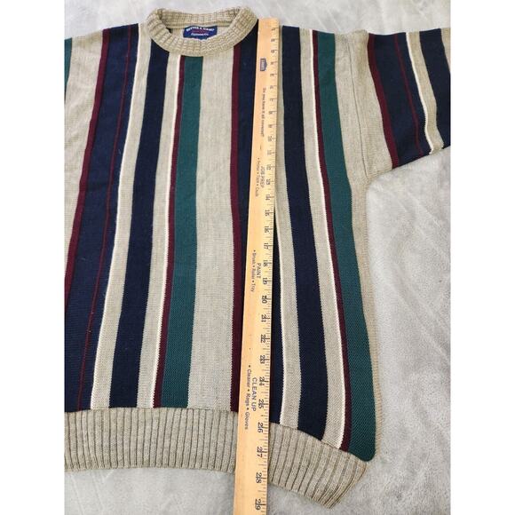 Vintage Sutter & Grant Sweater Oatmeal Burgundy Navy Green Sweater Medium - Picture 7 of 10